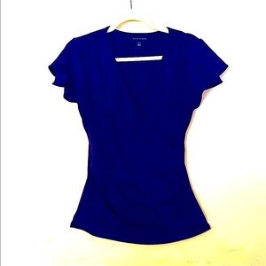 BANANA REPUBLIC Deep Purple Faux-Wrap Stretch Top